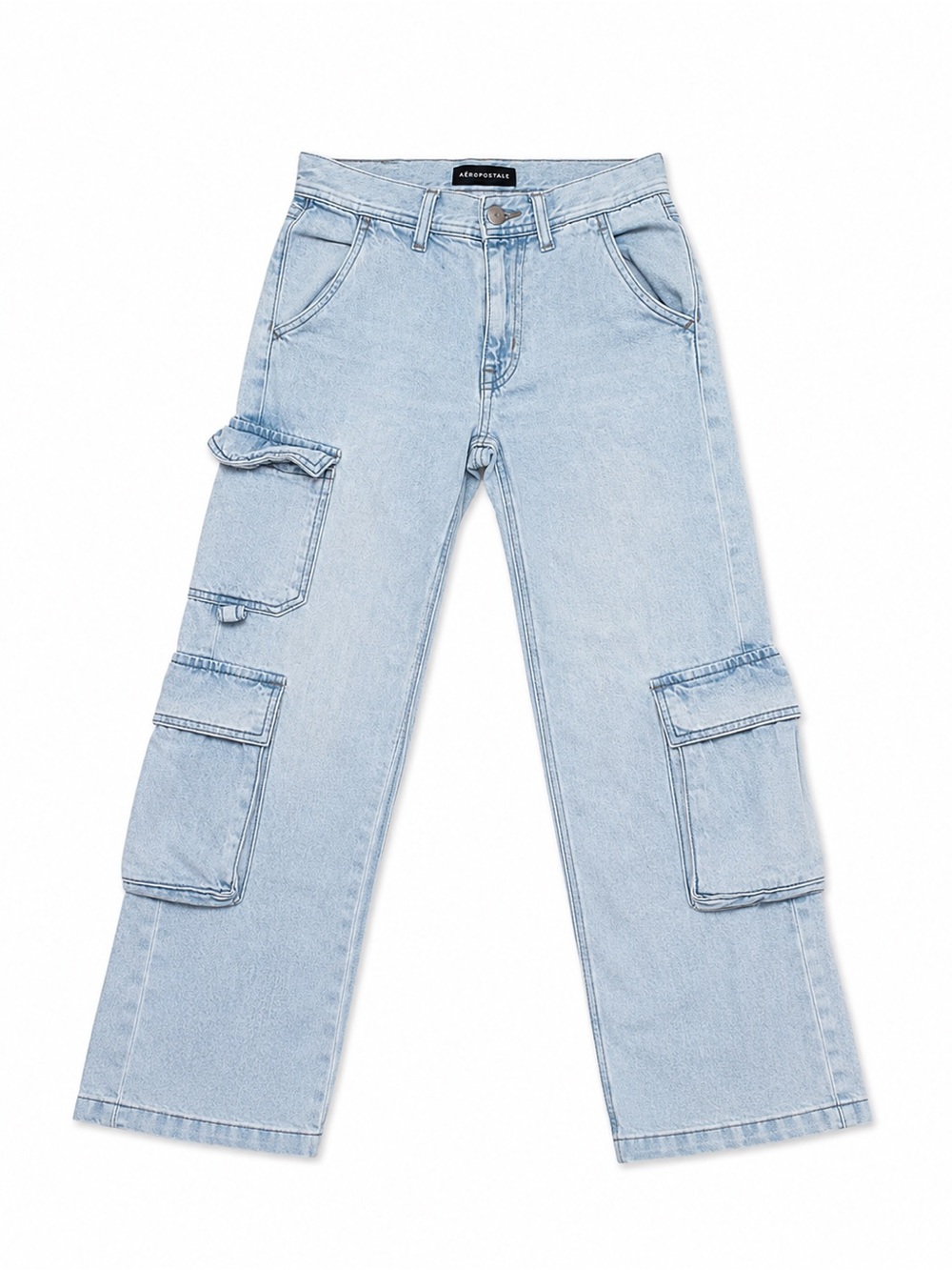 Aeropostale Light Blue Wide-Leg Cargo Jeans